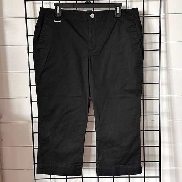Lauren Active Ralph Lauren Pants Women 12 Black Crop Straight‎ Stretch - Picture 1 of 11